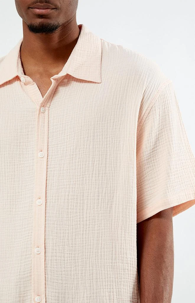 PacSun Pink Cropped Boxy Gauze Camp Shirt 2