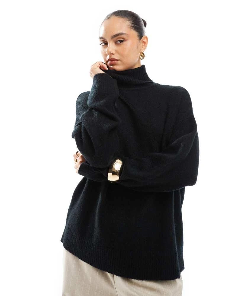 Brave Soul Brave Soul knitted roll neck jumper in black 3