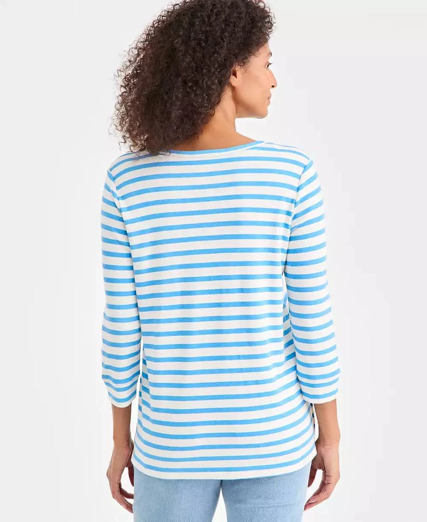 Style & Co Petite Crewneck Button Tunic Stacked Stripe Top 4