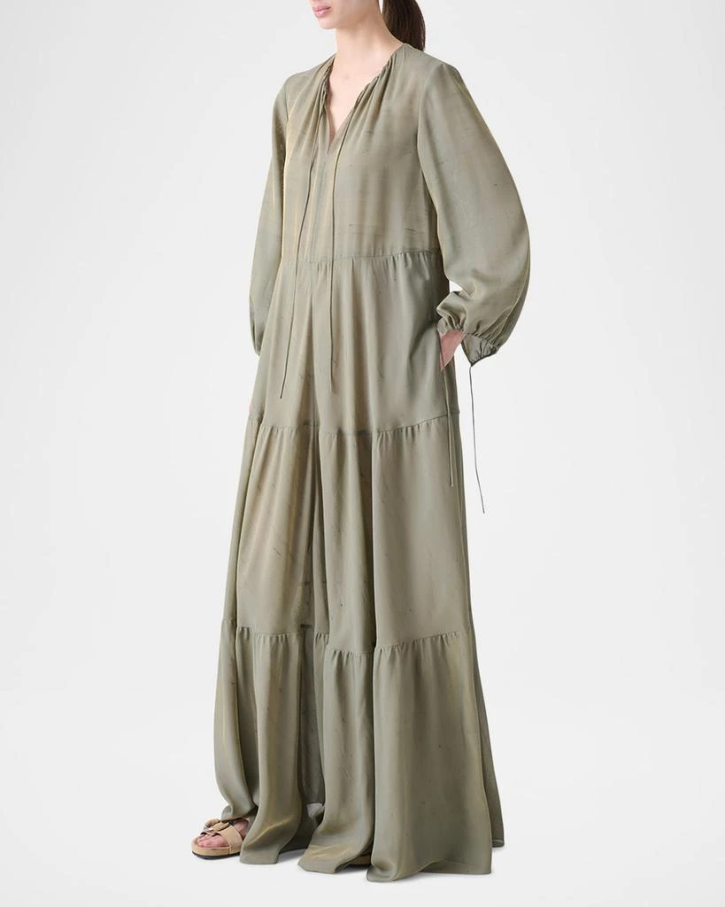 chinese dress ladies Halter Maxi Dress in Tiered Techno Taffeta  Akris EU