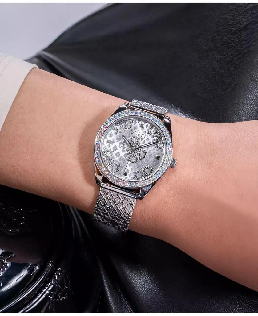 GUESS Women's Analog Silver Mesh Watch 32mm 5