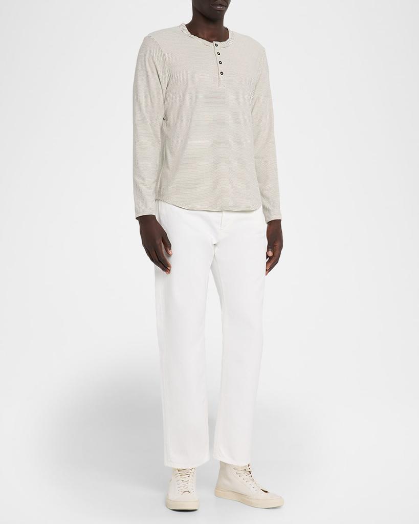 MONFRÈRE Men's Hairline Stripe Long-Sleeve Henley T-Shirt