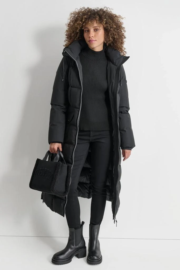 DKNY BOX QUILT LONG PUFFER WITH BELT 5