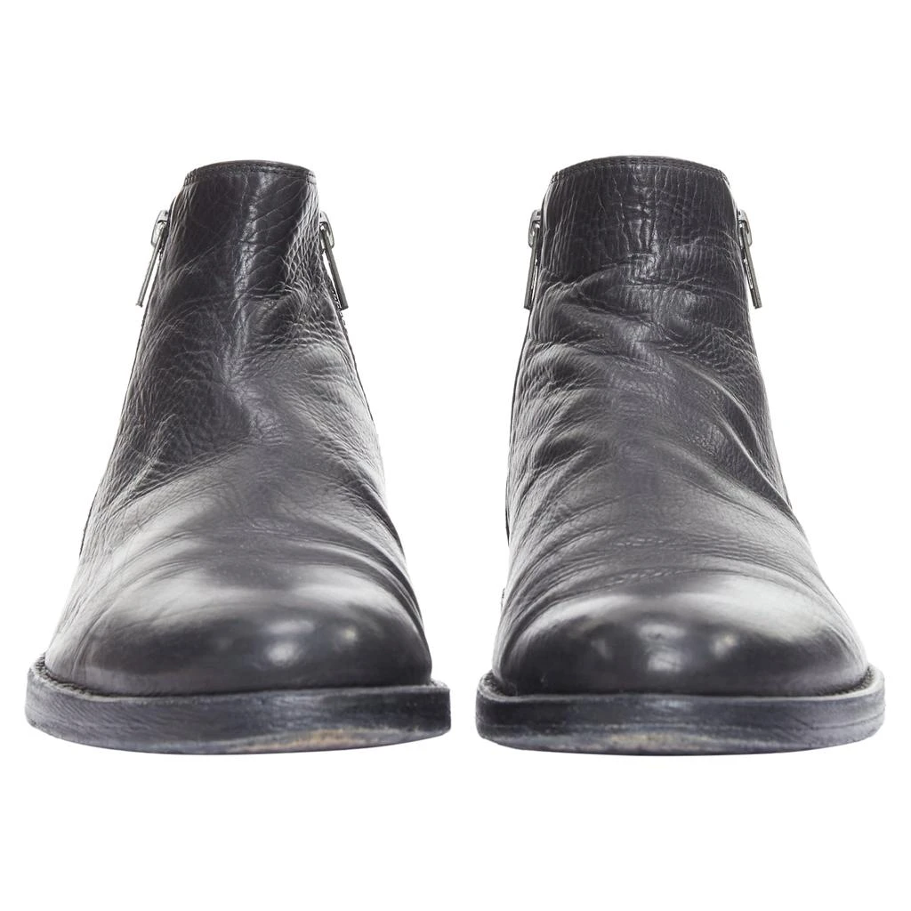 ANN DEMEULEMEESTER leather double zip flat ankle boots 3