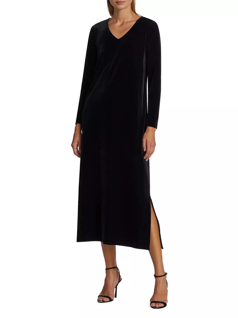 Caroline Rose Stretch Velvet Midi-Dress 3