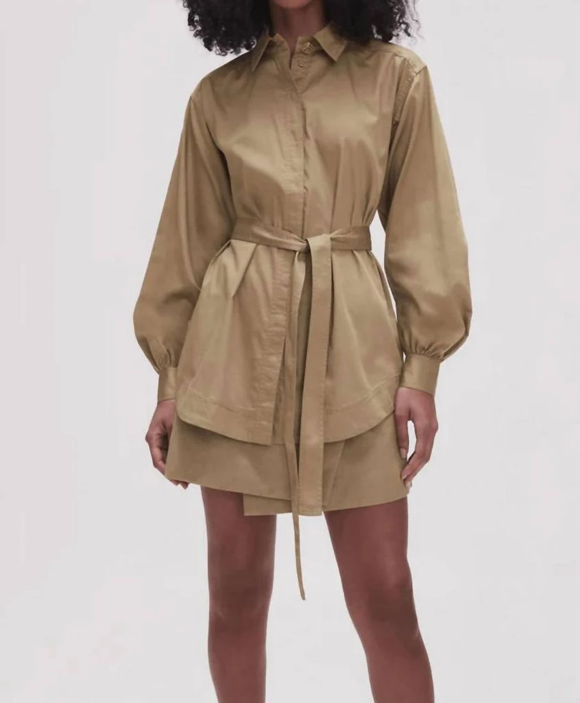 Aje Louise Belted Shirt In Desert Khaki 2