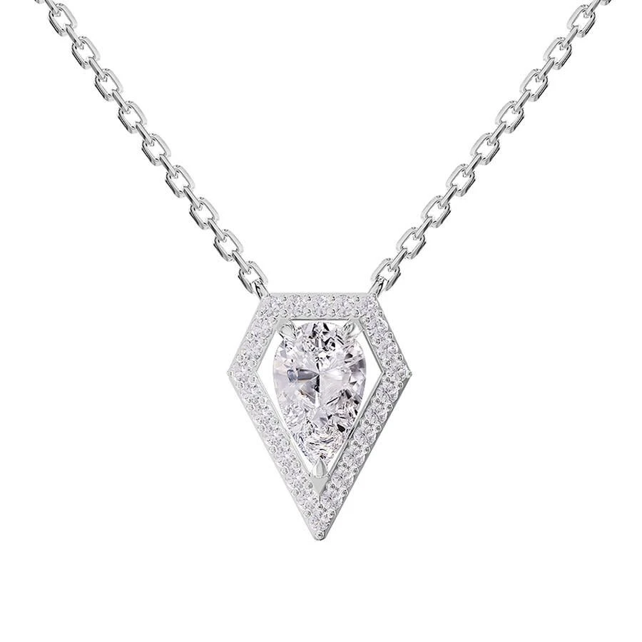 Diamond2Deal 925 Sterling Silver 1.5 ct Pear Cut Lab Grown Diamond Pendant Necklace 18" VVS-VS