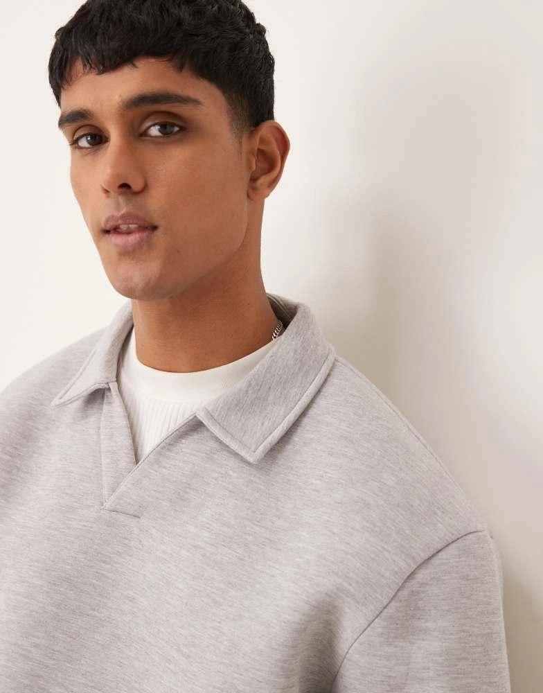 ASOS ASOS DESIGN scuba oversized boxy polo sweatshirt in grey 3