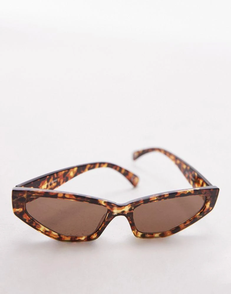 Topshop Topshop Poppy angular cat eye sunglasses in tort 2