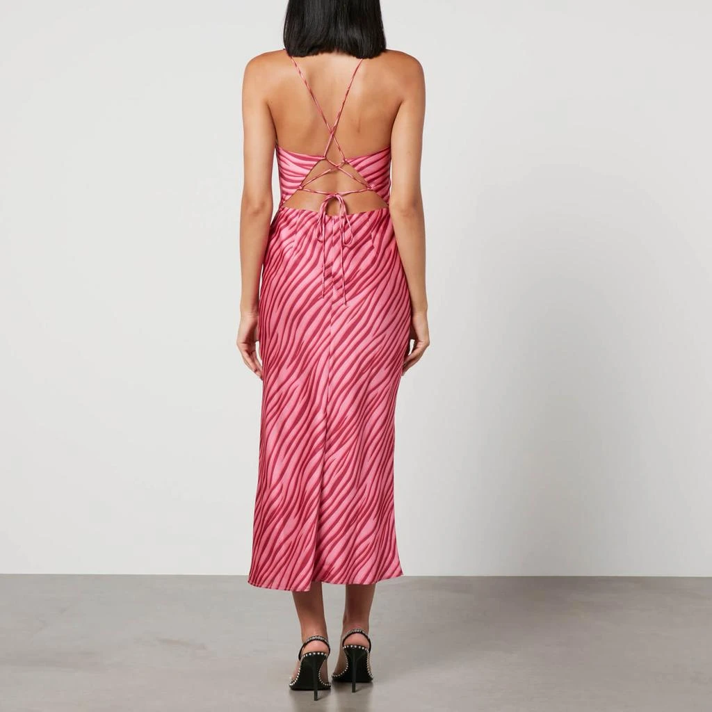 Omnes Omnes Riviera Midi Zebra-Print Recycled Satin Dress 2