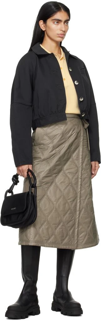 Ganni Brown Quilted Midi Skirt 4
