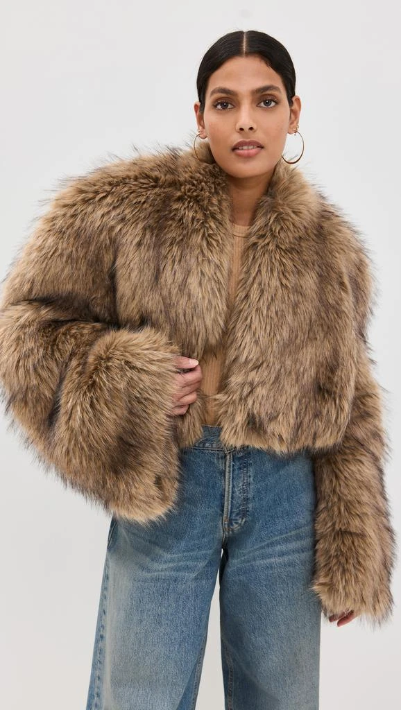 AWAKE MODE Rounded Sleeve Cropped Faux Fur Jacket 6