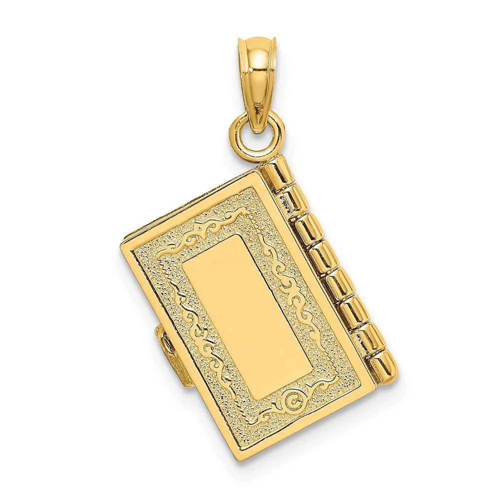 Diamond2Deal 14k Yellow Gold 3-D Moveable Santa Biblia Book Spanish Bible Lords Prayer Charm Pendant 3