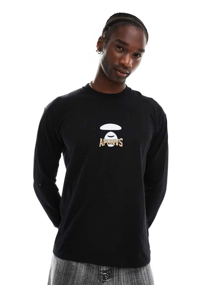 AAPE Aape By A Bathing Ape long sleeve universe t-shirt in black 2