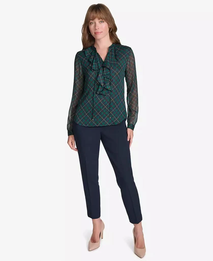 Tommy Hilfiger Women's Plaid Ruffle-Trim Blouse 4