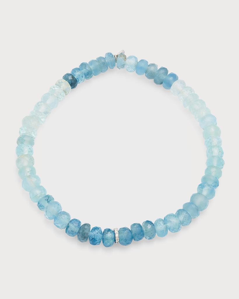 Sydney Evan 4mm Aqua Faceted Rondelle Bracelet With Diamond Disc Bead