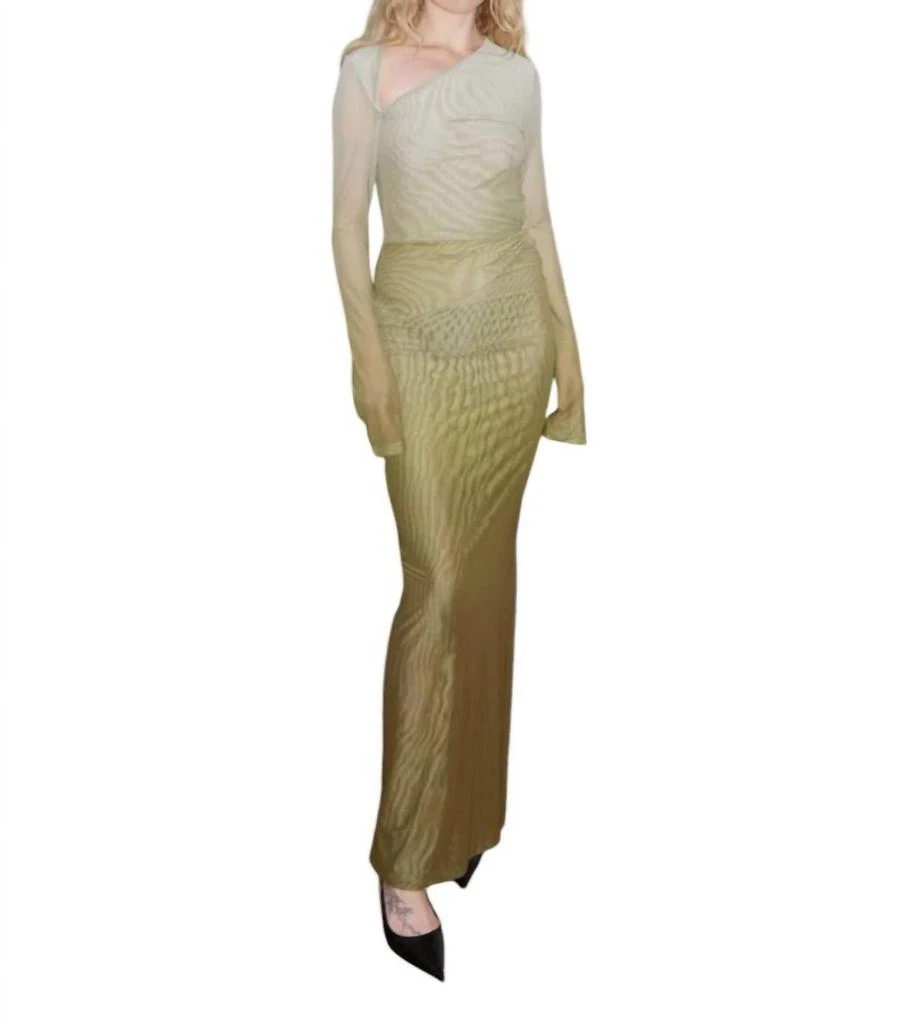 SAEMDI Gradient Mesh Dress In Olive 1