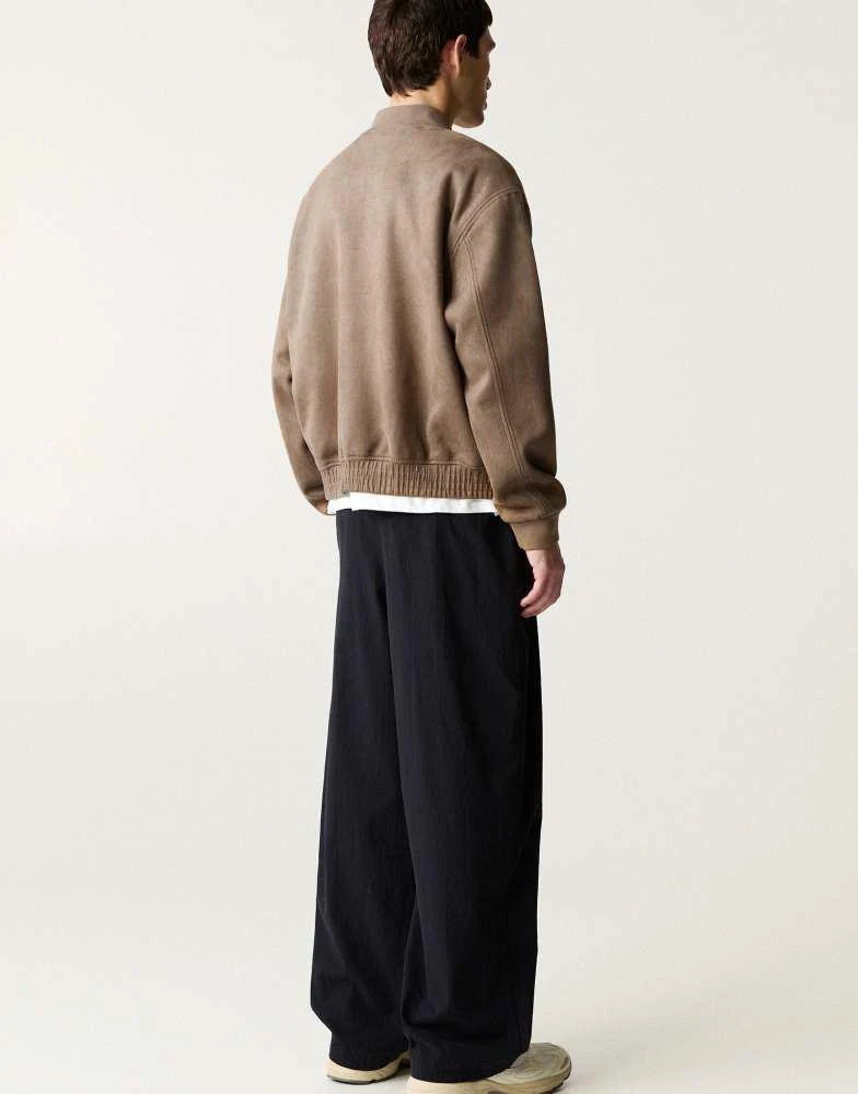 Pull&Bear Pull&Bear faux suede bomber jacket in sand 4