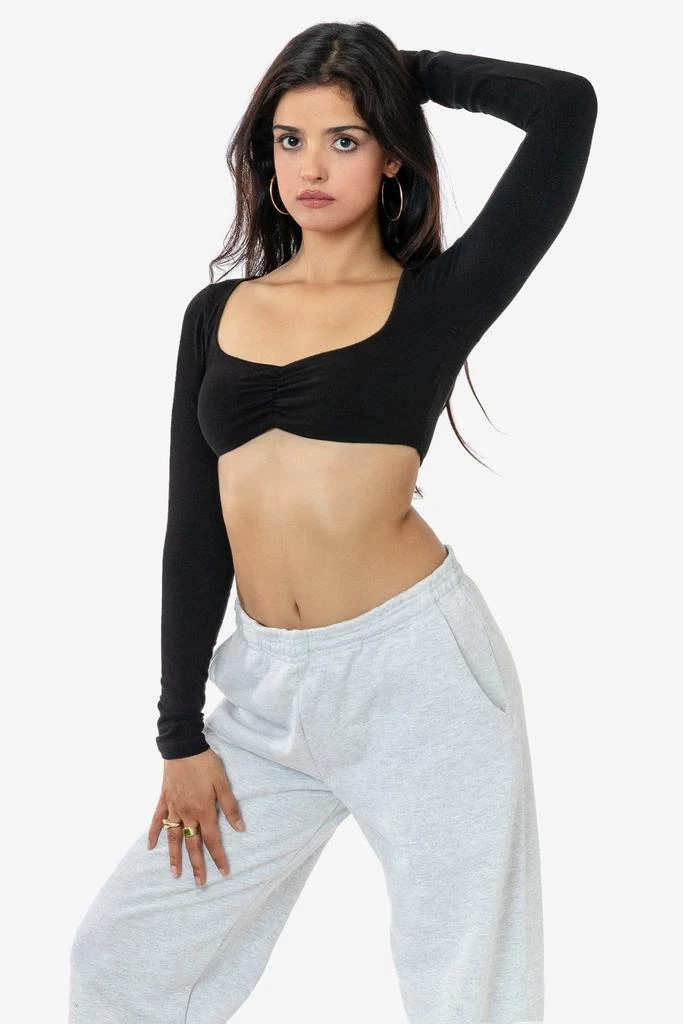 Los Angeles Apparel 8387GD - Garment Dye Ruched Long Sleeve Micro Crop Top 4