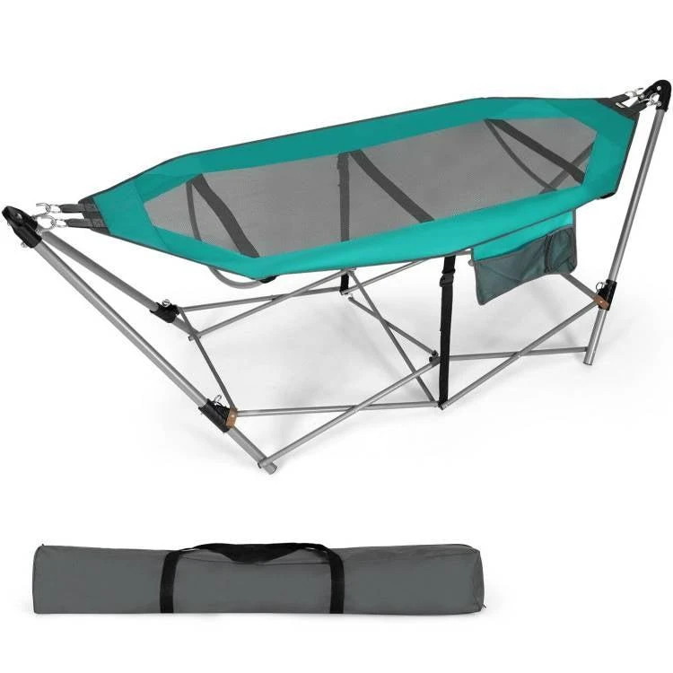 QuikFurn Green Portable Camping Foldable Hammock with Stand and Carry Case 1