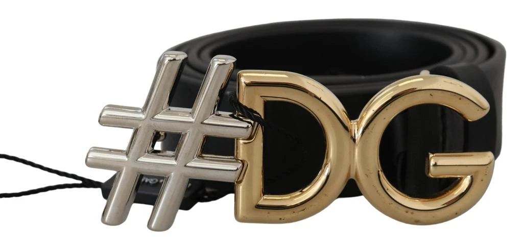 Dolce & Gabbana Black Leather Metal #DG Logo Buckle Belt 2