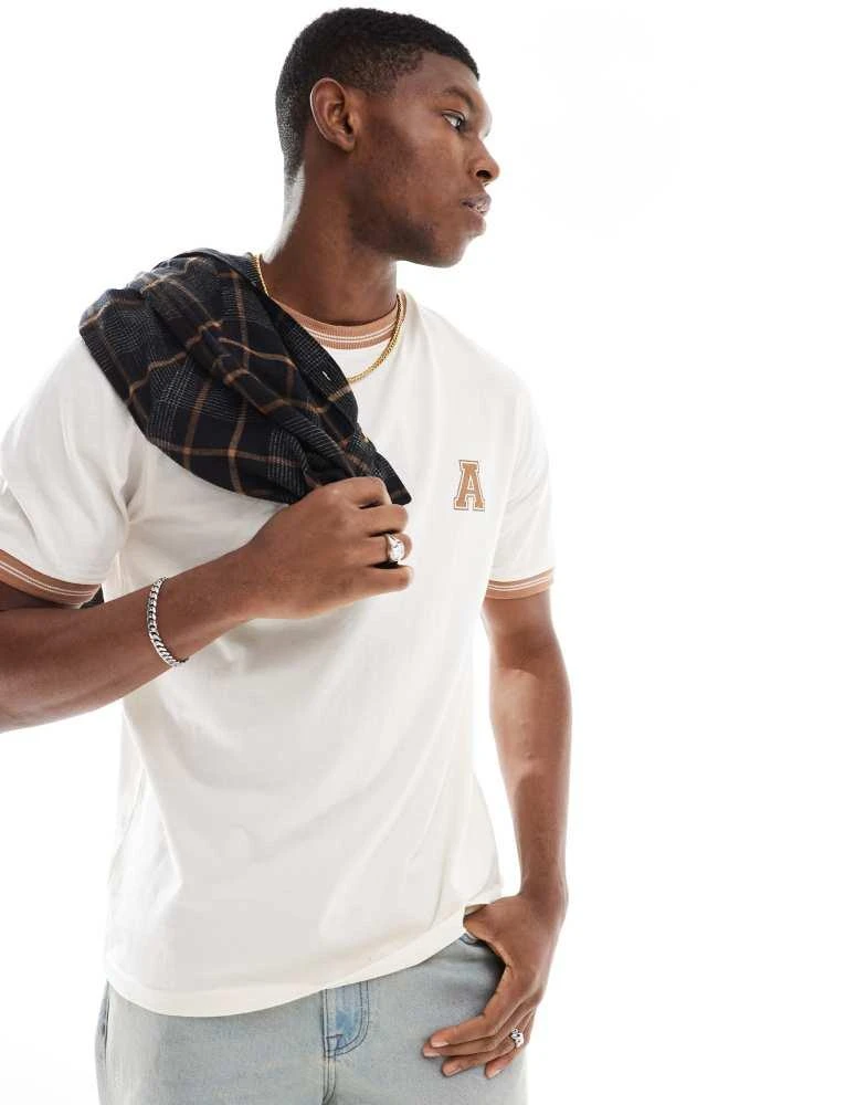 Another Influence Another Influence graphic ringer t-shirt in off-white 3