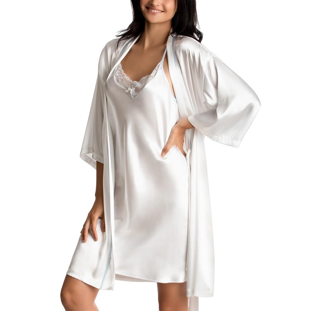 Linea Donatella 'Mrs' Satin Wrap Bridal Robe, Chemise Nightgown Set