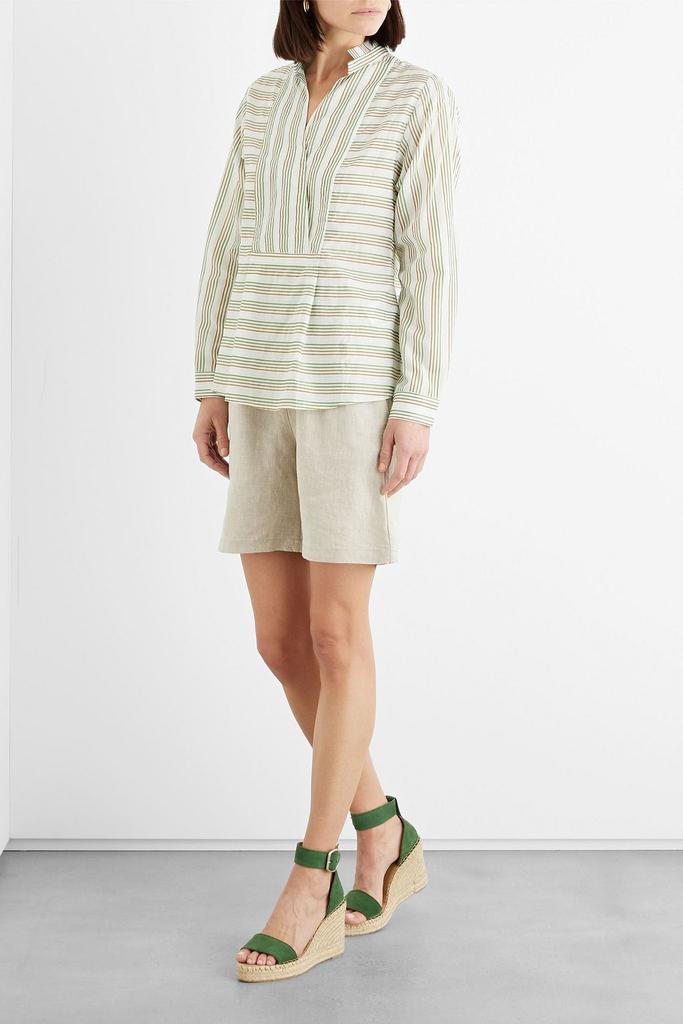 IRIS & INK Sierra pleated striped cotton-blend blouse