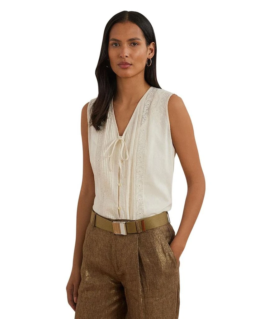Ralph Lauren Embroidered Voile Sleeveless Blouse 1