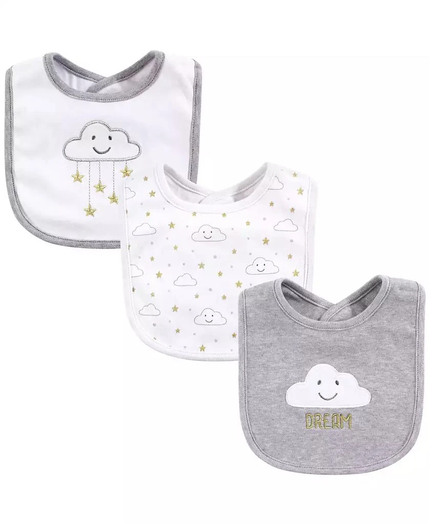 Hudson Infant Girl Cotton Bibs 3pk, Pink Cloud, One Size