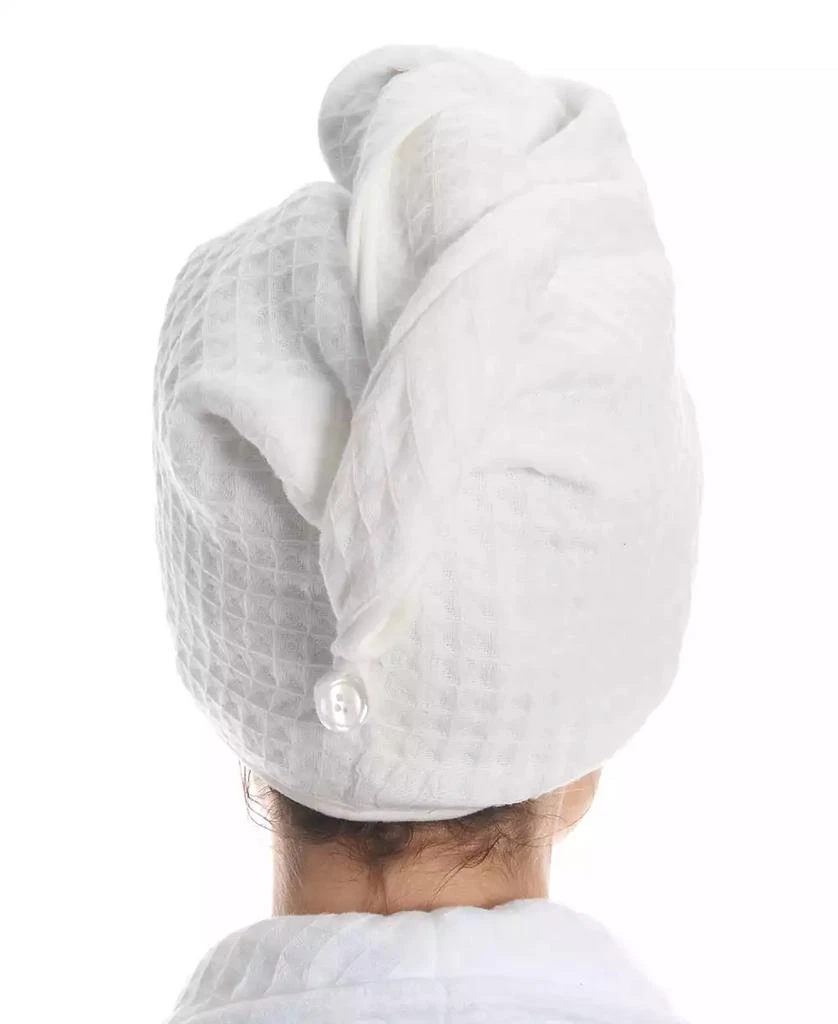 Uchino Waffle Twist Cotton Hair Towel, 10" x 26" 2