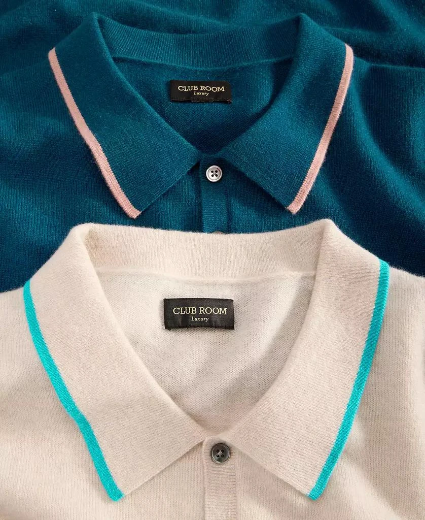 Club Room Men's Regular-Fit Tipped 100% Cashmere Sweater Polo Shirt, Macy's Exclusive 7