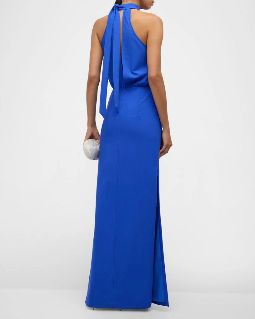 Black Halo Annabeth Draped Halter Column Gown 5