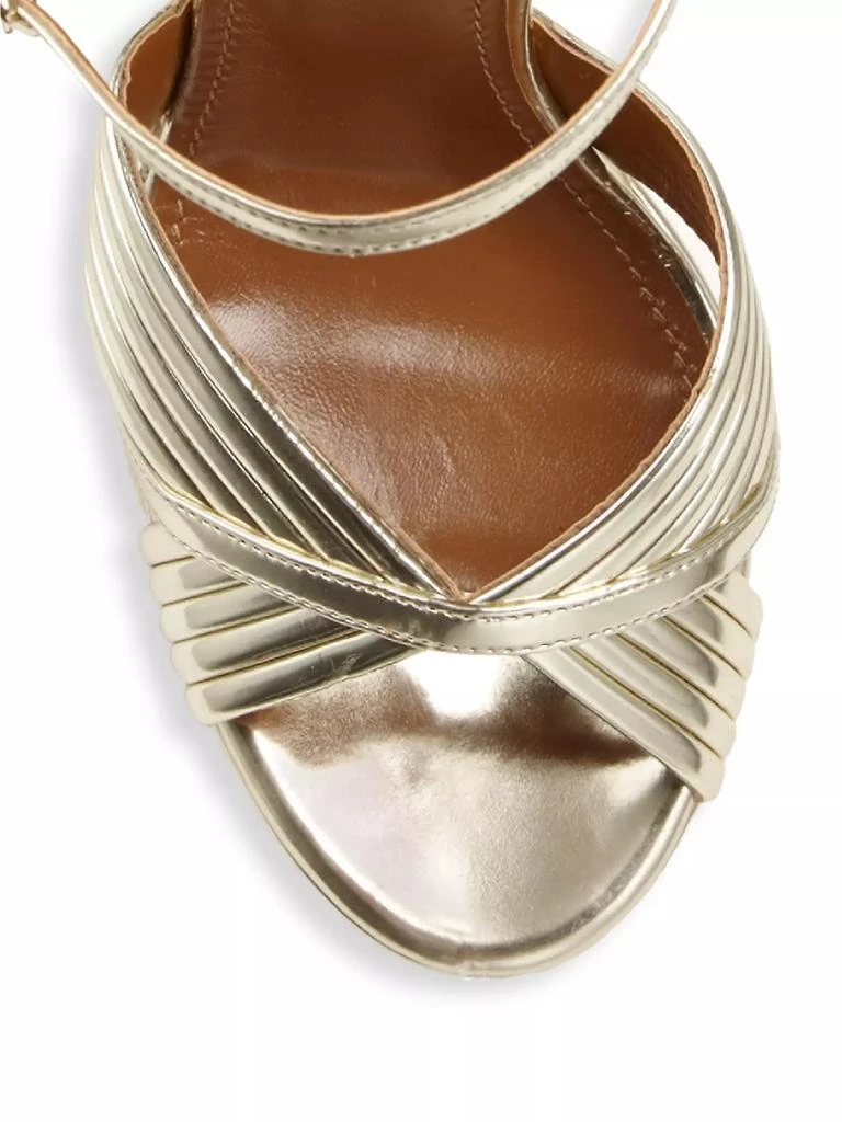 Aquazzura Sundance Ribbed Metallic Leather Platform Sandals 3