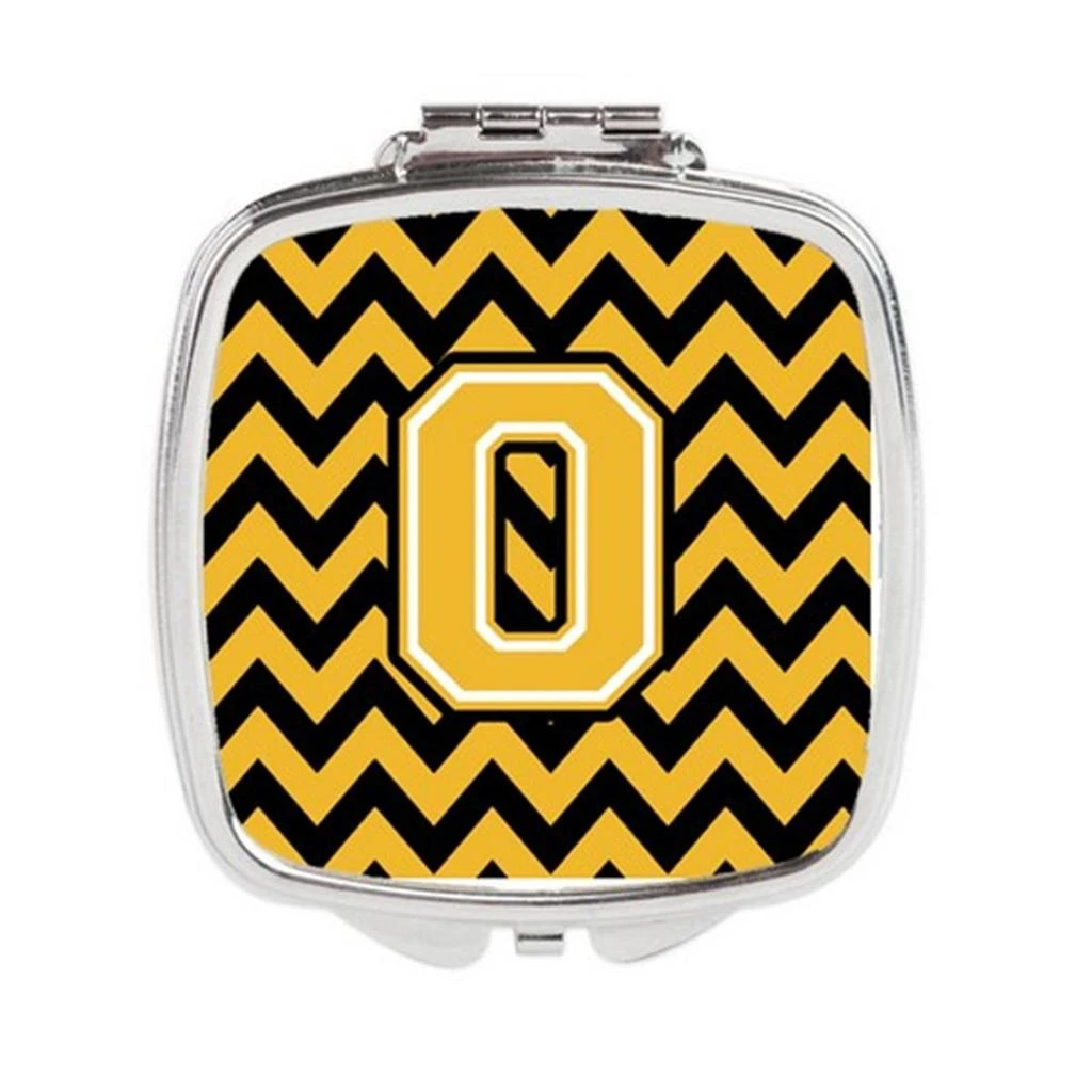 Carolines Treasures CJ1053-OSCM Letter O Chevron Black 
Gold Compact Mirror, 3 x 0.3 x 2.75 in.