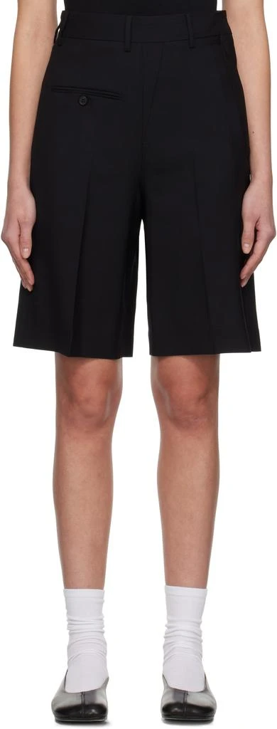 MM6 Black Tailoring Wool Canvas Twisted Shorts 1