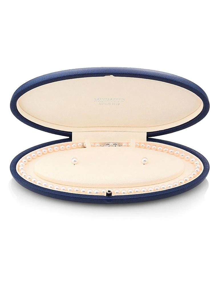 Mikimoto 7-6MM Akoya Pearl Stud Earrings &amp; Necklace Gift Set 4