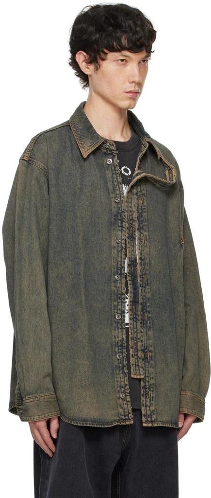 Y/Project Gray Hook & Eye Long Sleeve Denim Shirt 2
