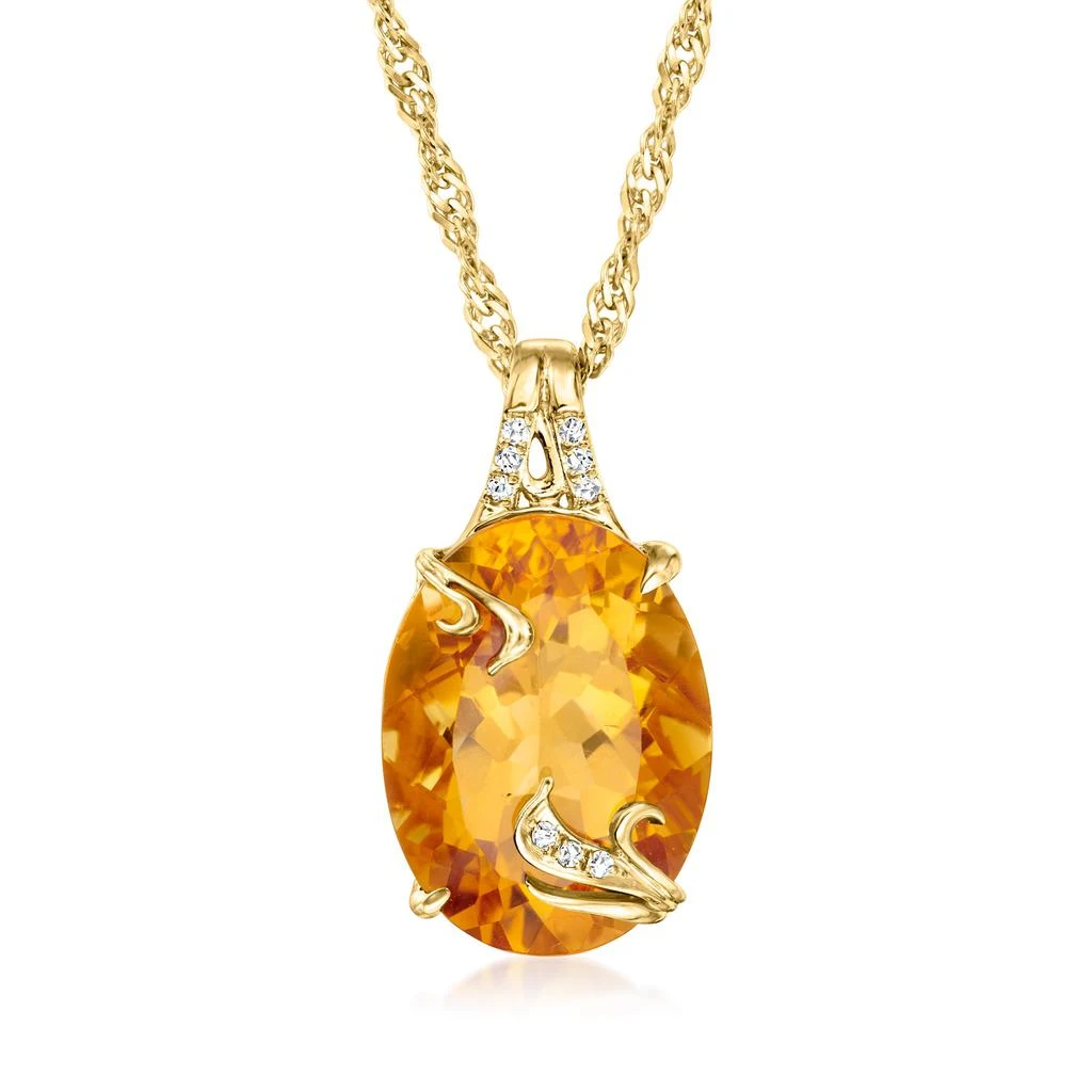 Ross-Simons Citrine Pendant Necklace With Diamond Accents in 18kt Gold Over Sterling 1