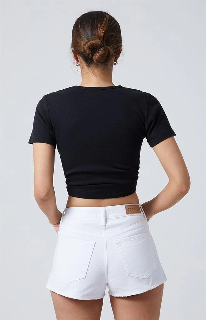 PacSun White Ripped High Waisted Denim Festival Shorts 4
