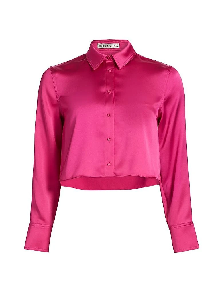 Alice + Olivia Leon Satin Crop Shirt 1