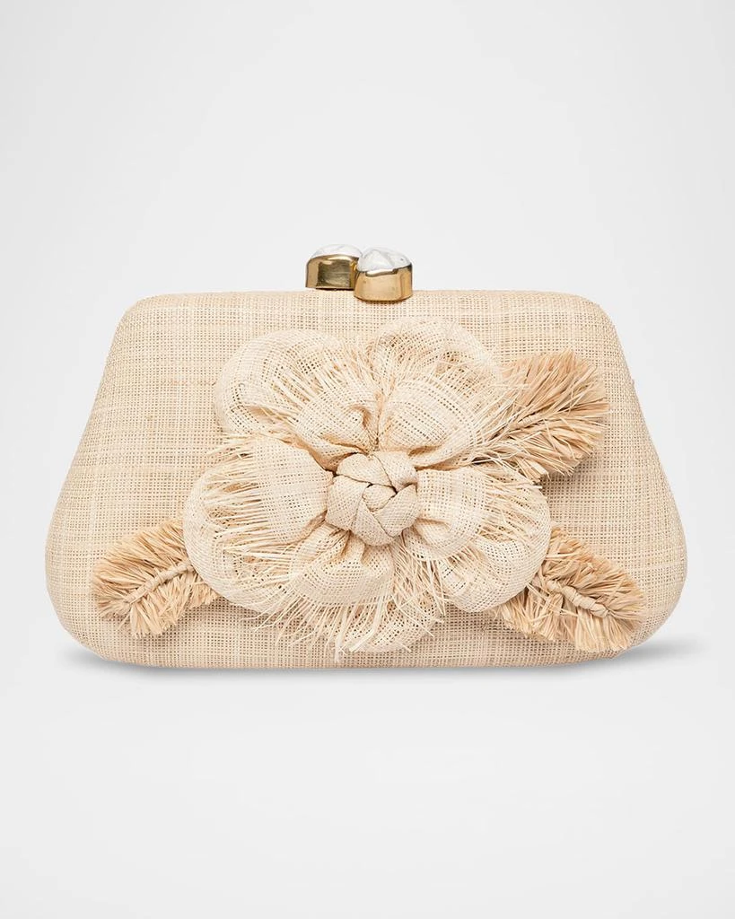 Rafe Rosie Flower Straw Clutch Bag 1