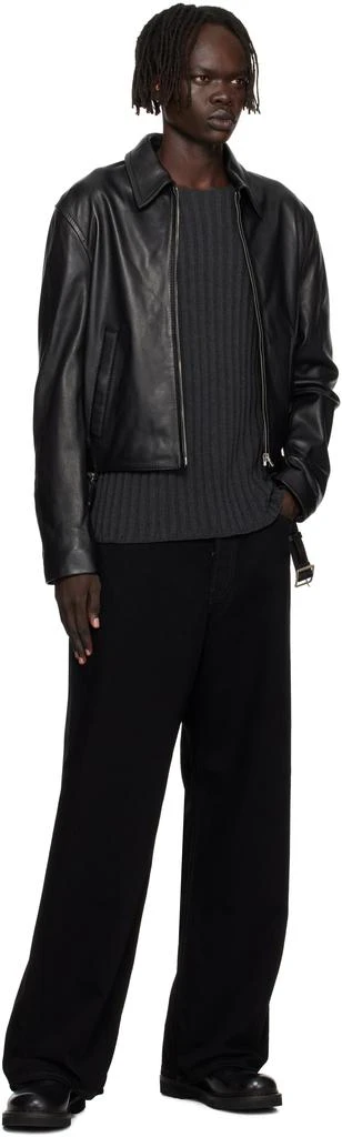 Acne Studios Black Belted Leather Jacket 4
