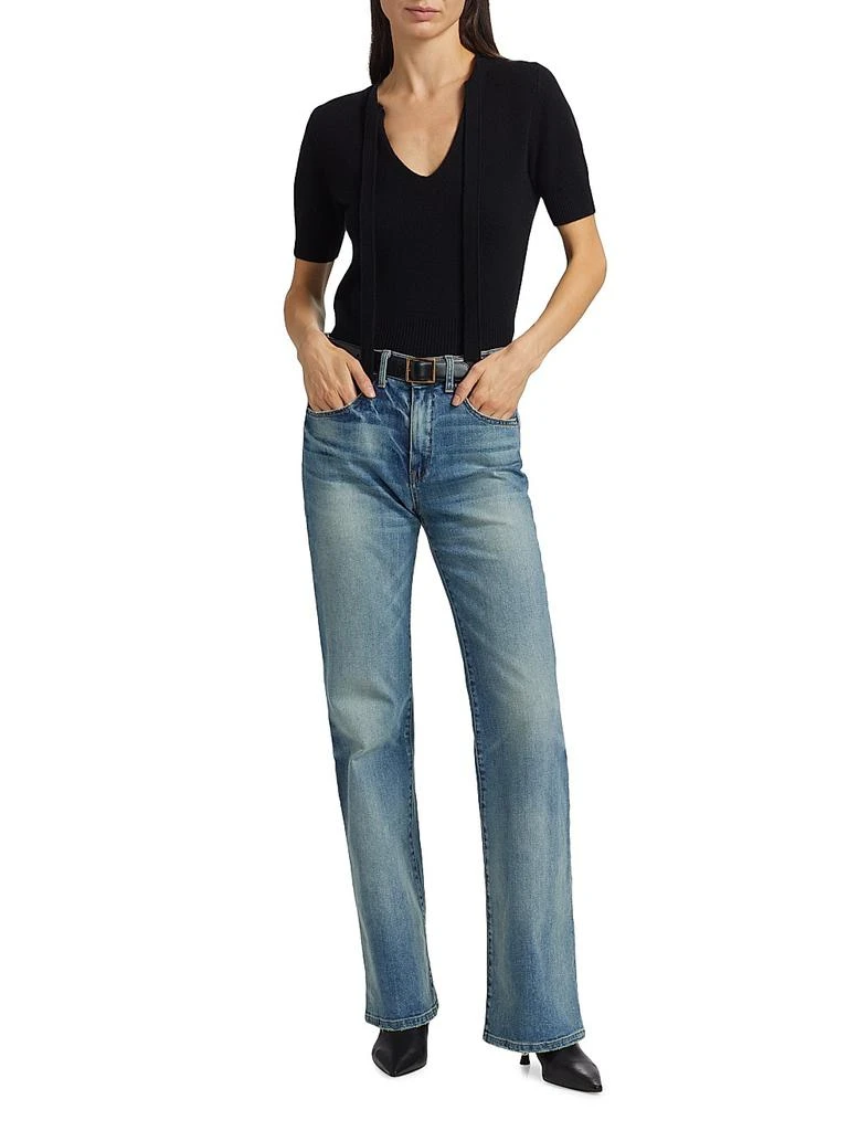 Nili Lotan Connie Cashmere Tie-Neck Short-Sleeve Sweater 2
