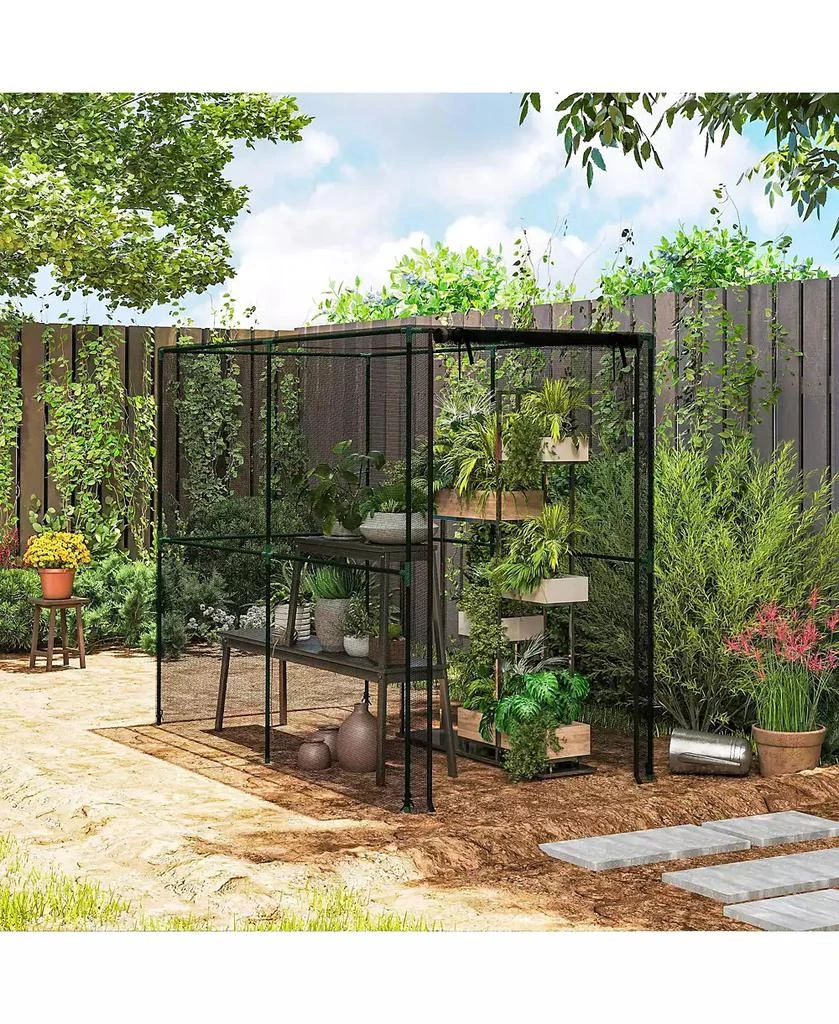 Outsunny Crop Cage, Large Plant Protection Tent with Zippe Door 9