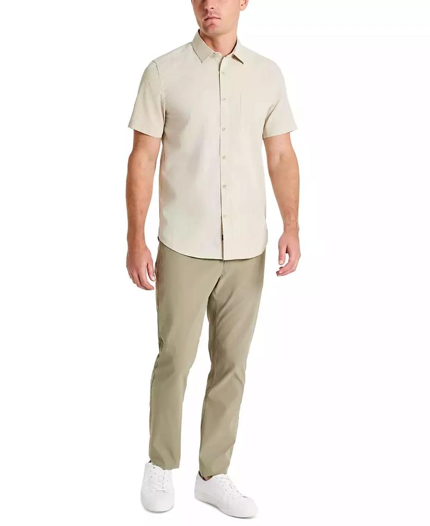 Kenneth Cole Men's Slim Fit Short-Sleeve Mixed Media Sport Shirt 4
