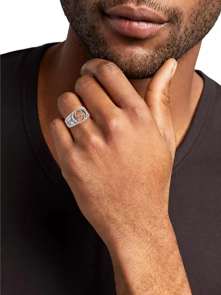 Gucci Unisex Sterling Silver Interlocking G Ring With Paisley Details 2