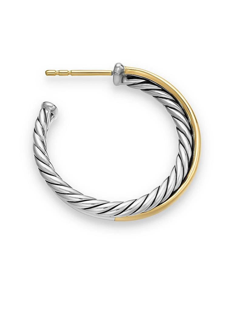 David Yurman Crossover Hoop Earrings in Sterling Silver with 18K Yellow Gold, 26.5mm 4