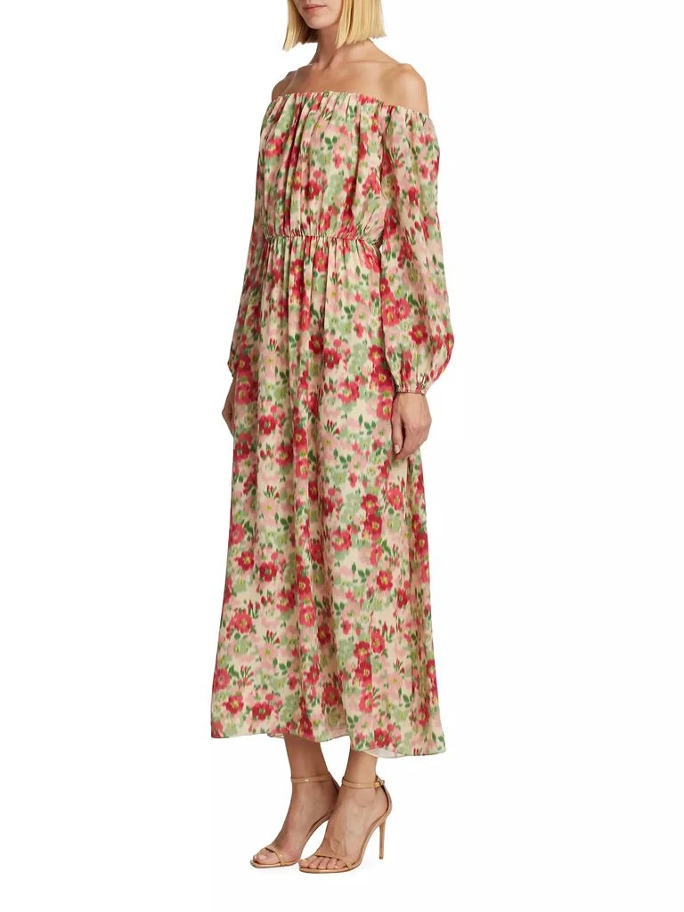 ADAM LIPPES Floral Silk Off-The-Shoulder Dress 4