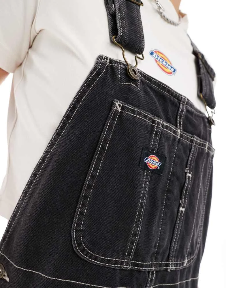 DICKIES Dickies classic denim dungarees in washed black 2
